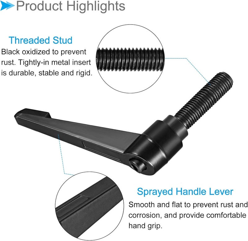 CoCud Clamping Lever Handles, M16 x 51mm Male Thread, Adjustable Quick Release Locking Rotating Bolt Knobs Black - (Applications: for Lathe Machinery), 1-Piece - Image 4